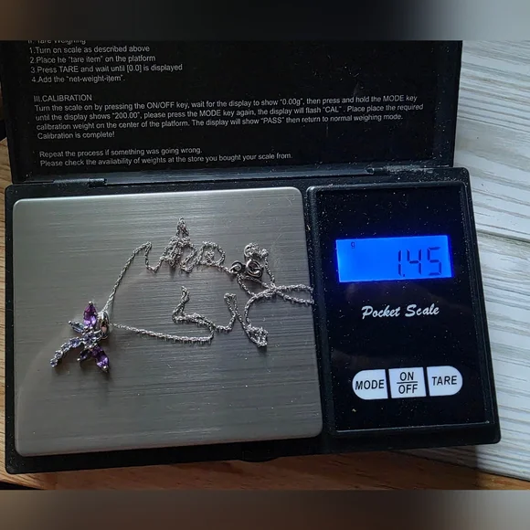 Zales10k Solid White GoldAmethyst Dragonfly Pendant & NecklaceNwot